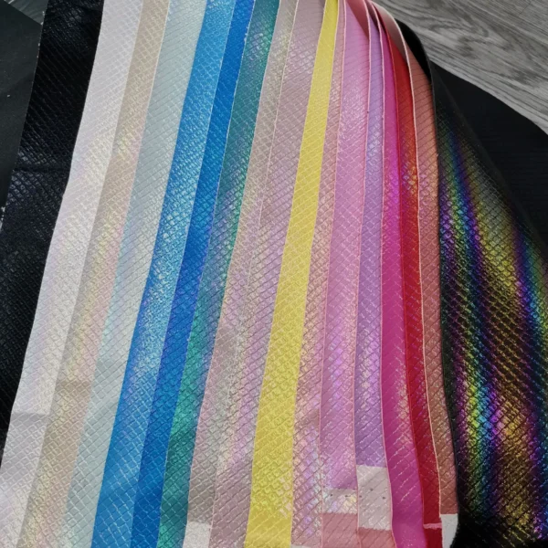 Colorful Snakeskin PU Leather Fabric - Image 5